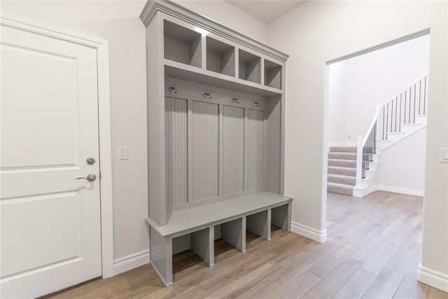 mudroom featuring light hardwood / wood-style flooring