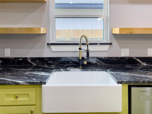 interior details with sink and dark stone counters