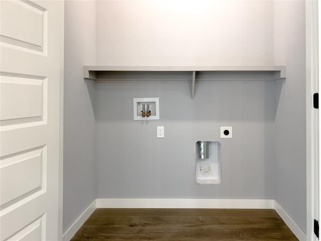 laundry room with hookup for a washing machine, dark hardwood / wood-style flooring, and electric dryer hookup