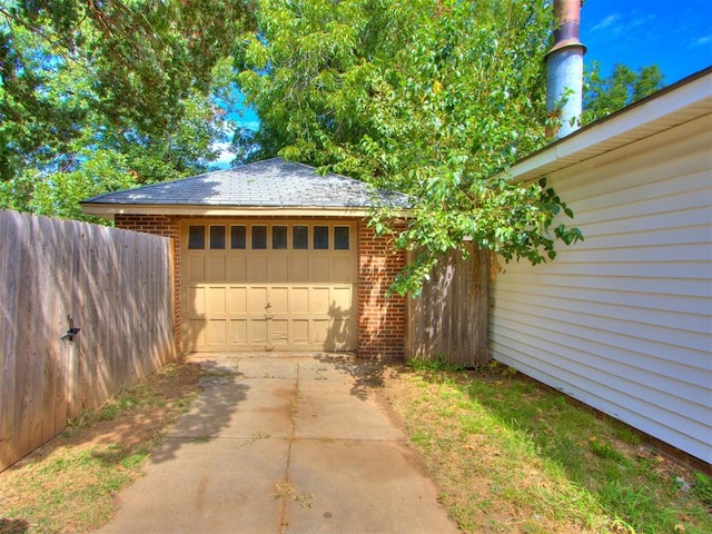 view of garage