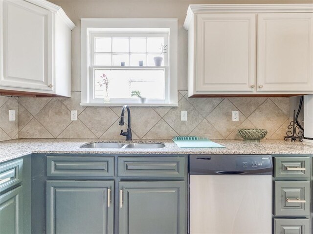 2045 NW 21st St, Oklahoma City, OK 73106 - kitchen with dishwasher, a sink, and white cabinets