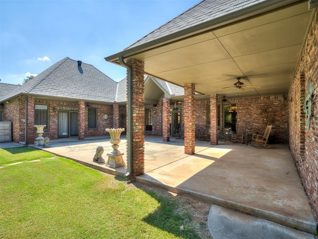 view of patio / terrace with ceiling fan