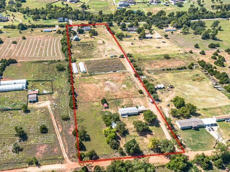 drone / aerial view with a rural view