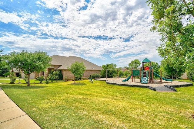 view of play area featuring a yard