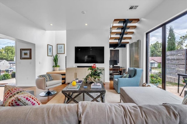 living room featuring light hardwood / wood-style flooring