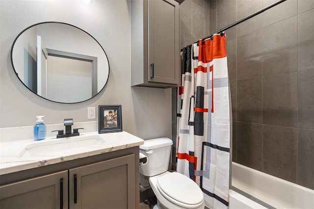 full bathroom featuring vanity, toilet, and shower / bath combo