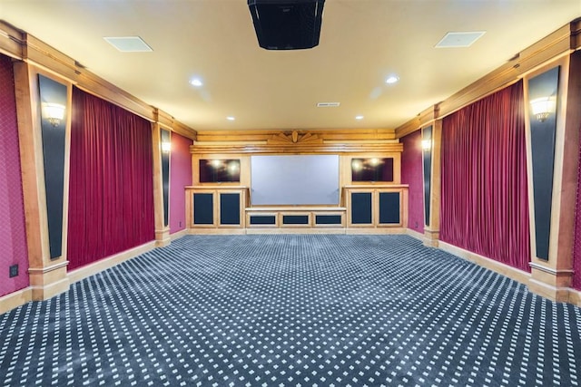 view of carpeted home theater room