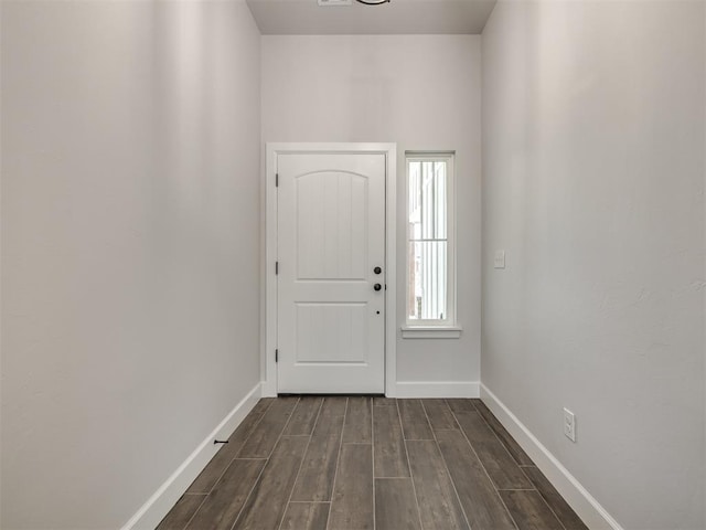 foyer with dark hardwood / wood-style flooring