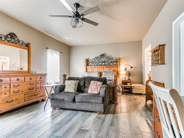3393 Creek View Ct, Newcastle, OK 73065 - living area with light wood-style flooring and a ceiling fan