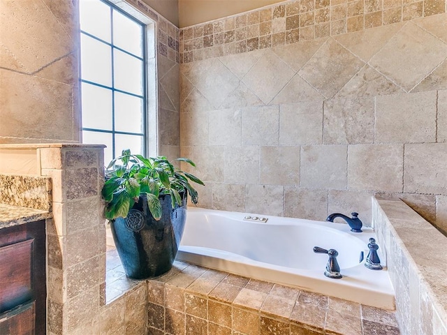 3393 Creek View Ct, Newcastle, OK 73065 - bathroom with a garden tub, healthy amount of natural light, and vanity