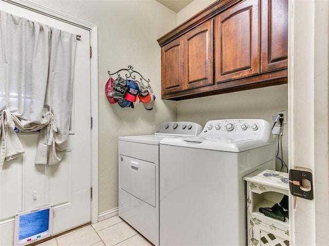 3393 Creek View Ct, Newcastle, OK 73065 - washroom featuring cabinet space, separate washer and dryer, and light tile patterned flooring