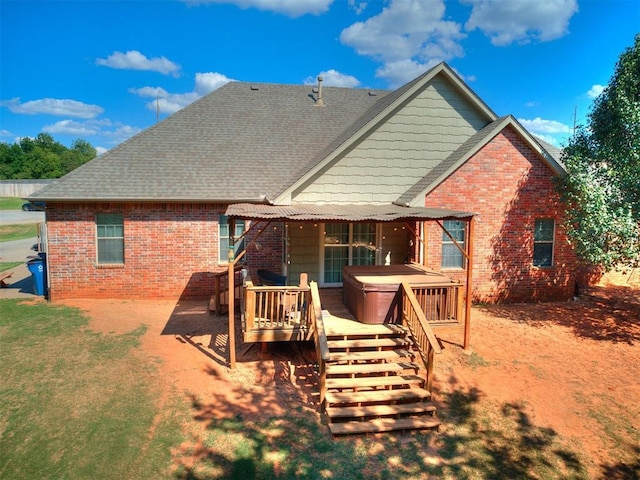 3393 Creek View Ct, Newcastle, OK 73065 - rear view of house with brick siding, roof with shingles, and a deck