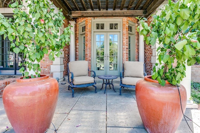 view of patio featuring french doors