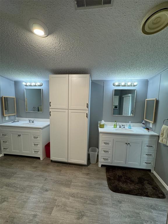 bathroom featuring vanity and a textured ceiling