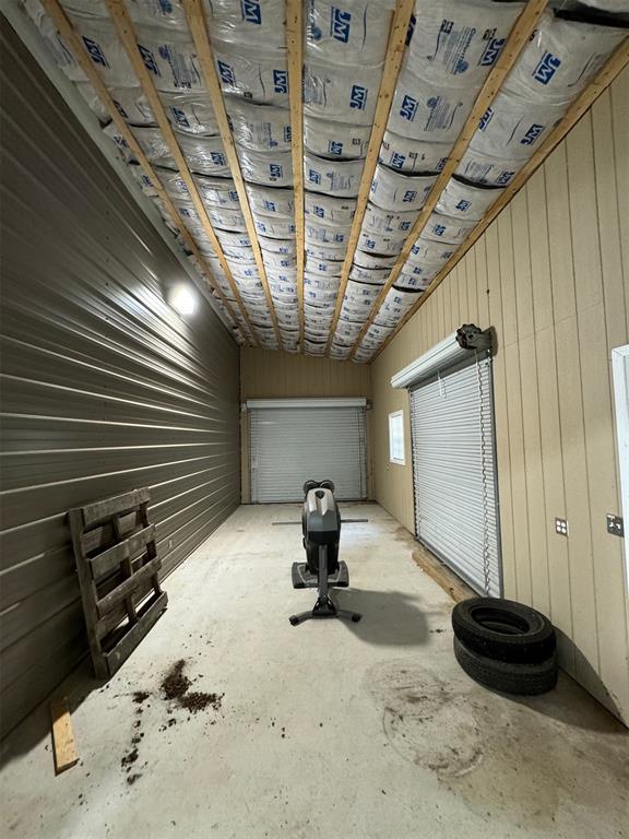 garage with wooden walls