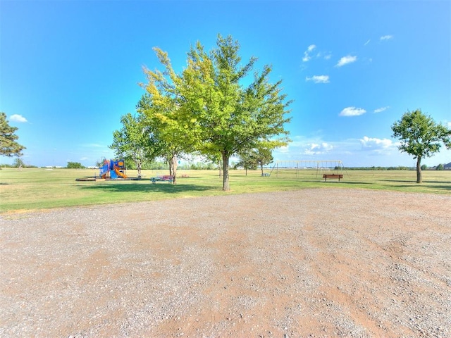 view of yard with a playground