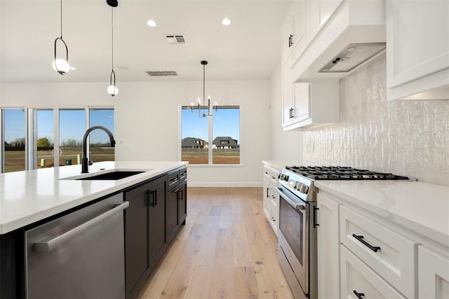 kitchen featuring a sink, white cabinetry, under cabinet range hood, and stainless steel appliances