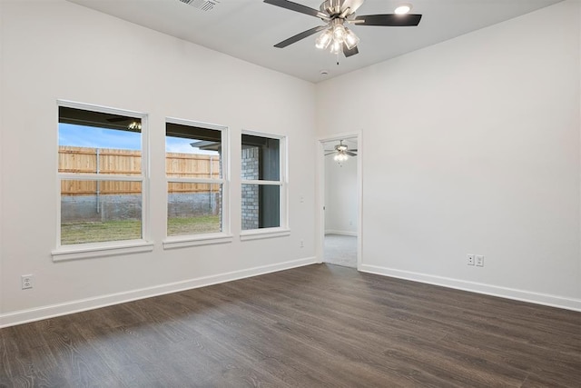 2144 Emily Rae Ln, Blanchard, OK 73010 - unfurnished room featuring dark wood-type flooring and ceiling fan