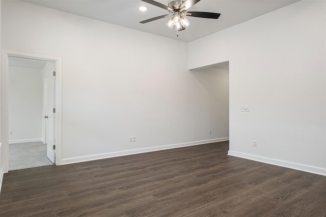 2144 Emily Rae Ln, Blanchard, OK 73010 - empty room featuring a ceiling fan, dark wood-style flooring, and recessed lighting
