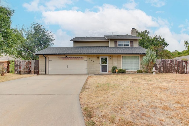 front facade with a garage