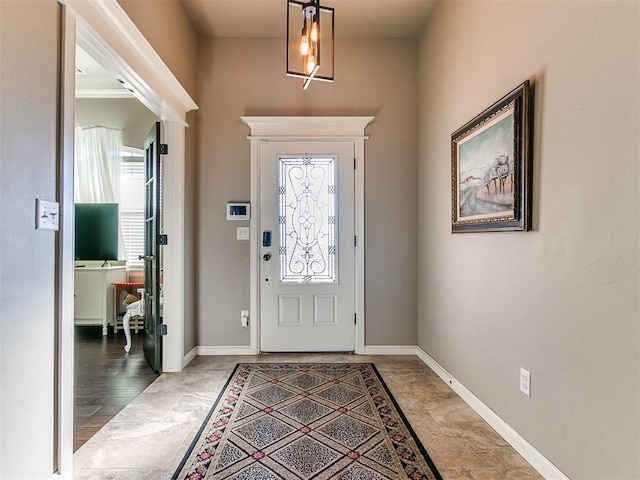 foyer with light wood-type flooring