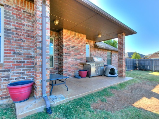 view of patio / terrace featuring a grill