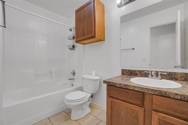 full bathroom featuring tile patterned flooring, vanity, toilet, and shower / washtub combination