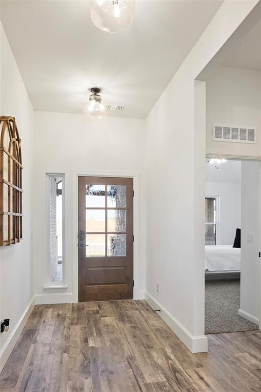 foyer entrance featuring wood-type flooring