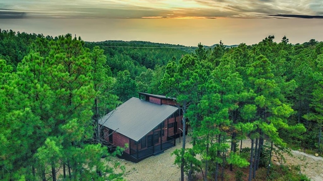 view of aerial view at dusk