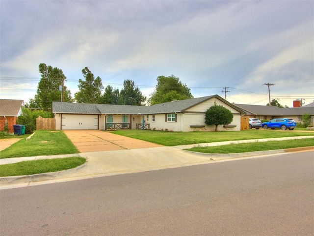 ranch-style home featuring a front yard