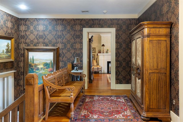 living area featuring hardwood / wood-style flooring