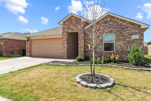 front facade with a front lawn and a garage