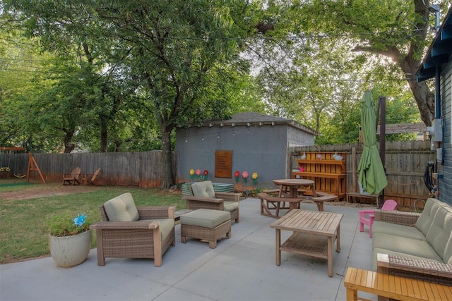 view of patio with outdoor lounge area