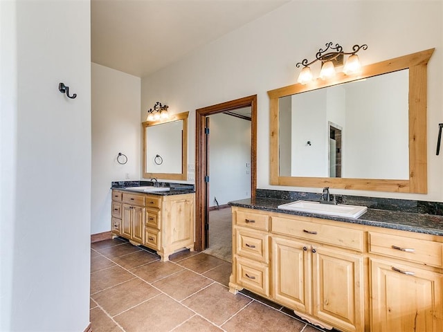 bathroom featuring tile patterned flooring and vanity