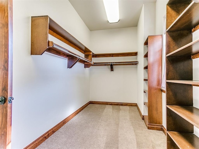 spacious closet with light colored carpet