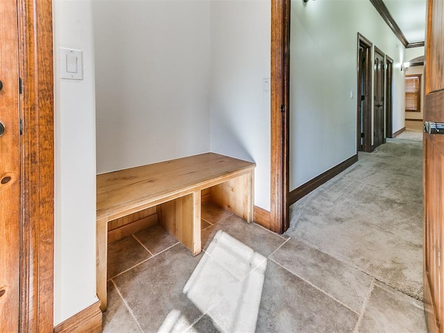 hallway with ornamental molding