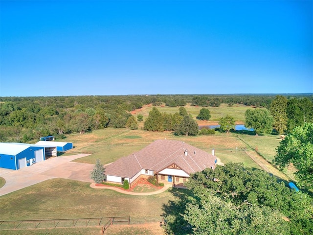 drone / aerial view with a rural view