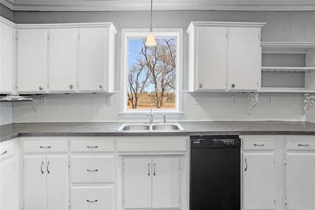 24484 E 990th Rd, Weatherford, OK 73096 - kitchen with black dishwasher and white cabinetry