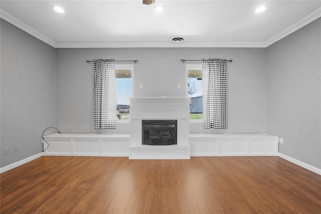 24484 E 990th Rd, Weatherford, OK 73096 - unfurnished living room with wood-type flooring and ornamental molding
