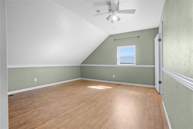 24484 E 990th Rd, Weatherford, OK 73096 - additional living space with ceiling fan, wood-type flooring, and vaulted ceiling