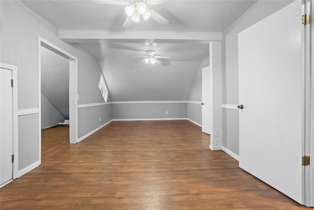 24484 E 990th Rd, Weatherford, OK 73096 - additional living space with hardwood / wood-style floors, ceiling fan, and vaulted ceiling