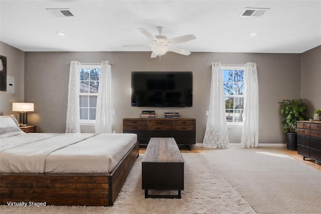 24484 E 990th Rd, Weatherford, OK 73096 - carpeted bedroom featuring ceiling fan