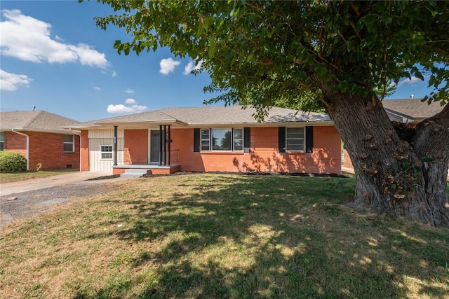 ranch-style house with a front lawn