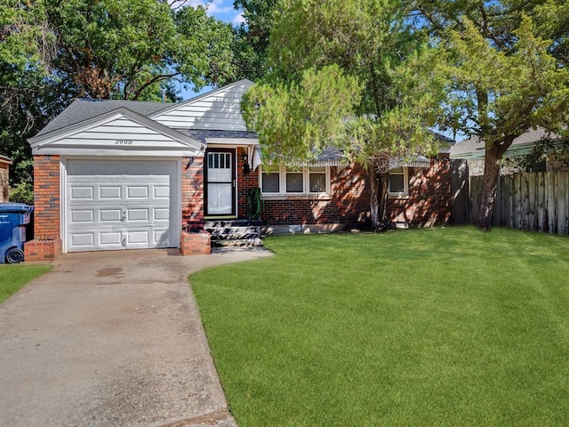 3905 NW 23rd St, Oklahoma City, OK 73107 - view of front of house with concrete driveway, an attached garage, brick siding, and a shingled roof