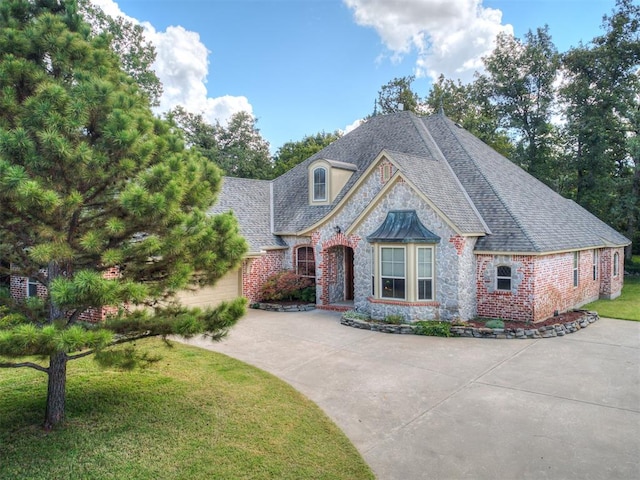 view of front of property featuring a front lawn