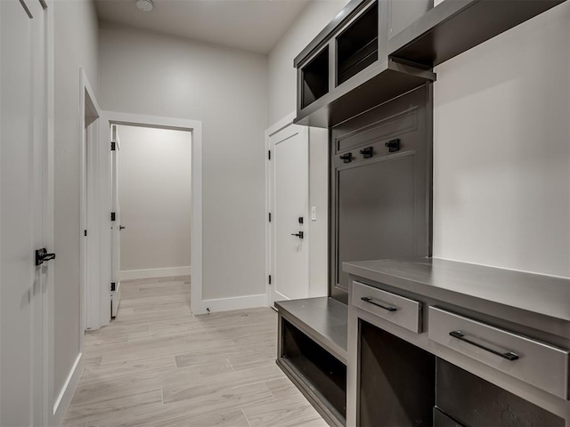 mudroom featuring light hardwood / wood-style flooring