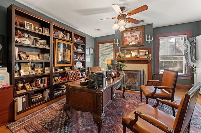 office area featuring ceiling fan