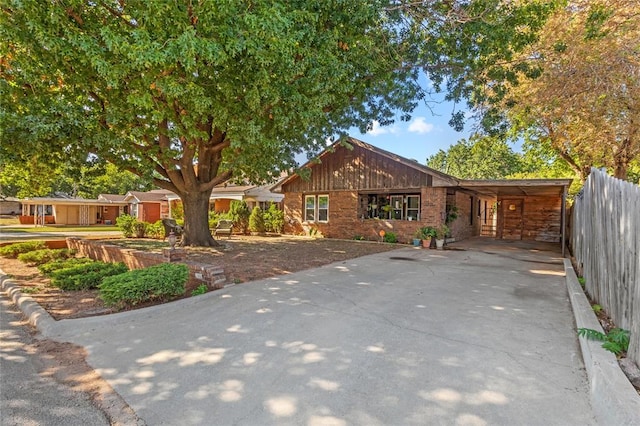 view of front of house featuring a carport