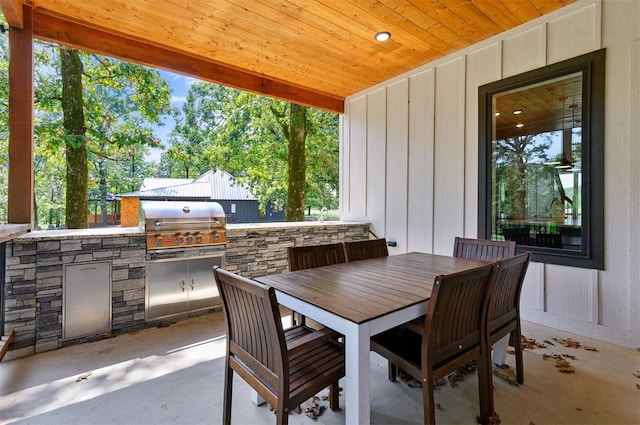 view of patio featuring area for grilling and grilling area