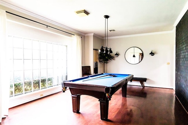 1405 Rosehaven Dr, Altus, OK 73521 - game room featuring wood finished floors, ornamental molding, and pool table
